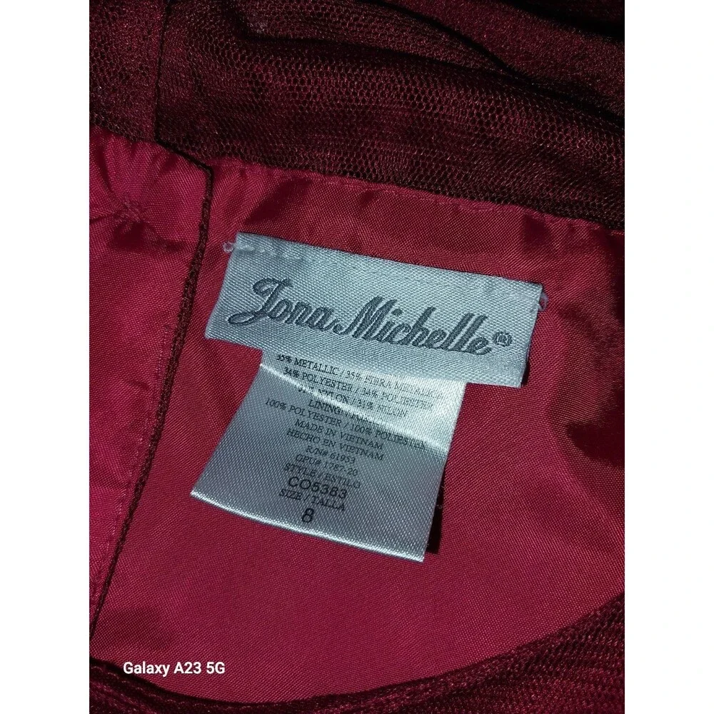 Jona Michelle Girls Sz 8  Red Dress w/  Silver Bling Floral